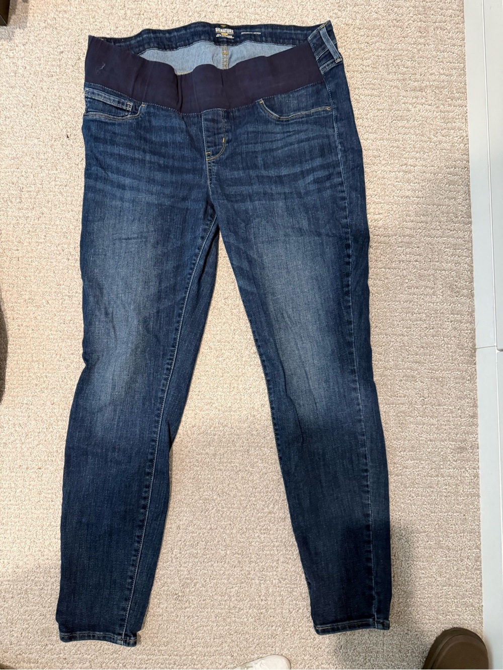 Signature by Levi Strauss Dark Blue Maternity Skinny Jeans with Navy Waistband